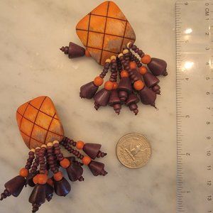 Hand Painted Wooden Statement Earrings